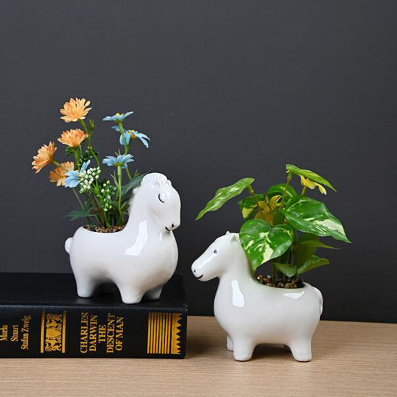 White Porcelain Creative Horse - огляд і ціна Bonsai Garden Art